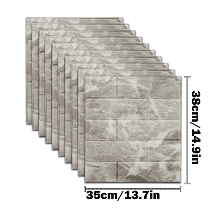 Peel and Stick 3D Foam Wall Panels, Gray marble