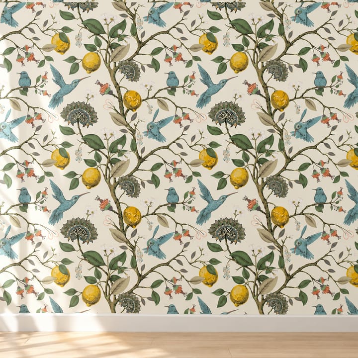 Lemon and Hummingbird Garden Wallpaper, 47.2 x 236.2 in