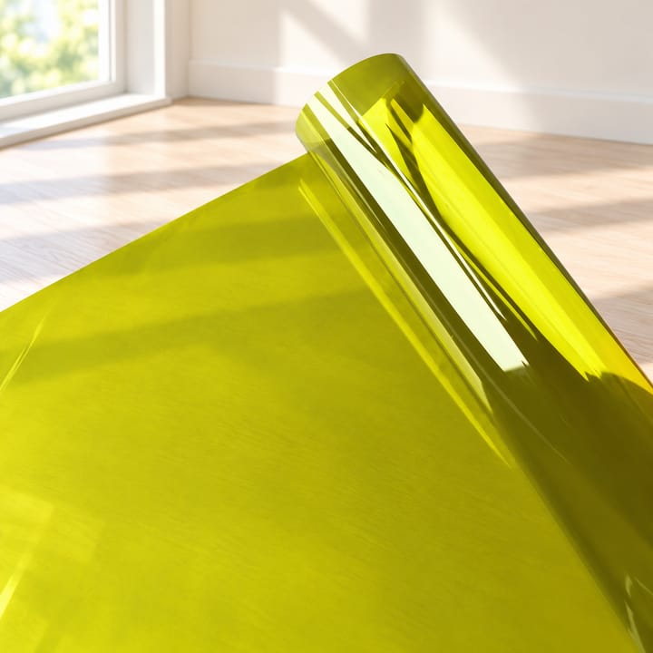 Colorful Stained Glass Window Cling Roll, Grass yellow
