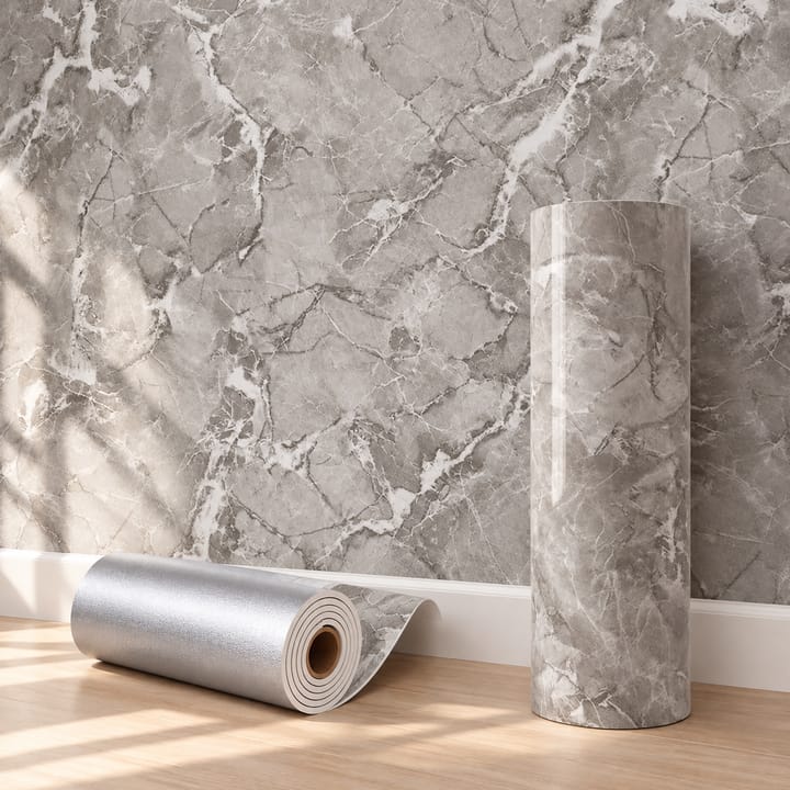 Marble Foam Peel and Stick Wallpaper, Gray marble