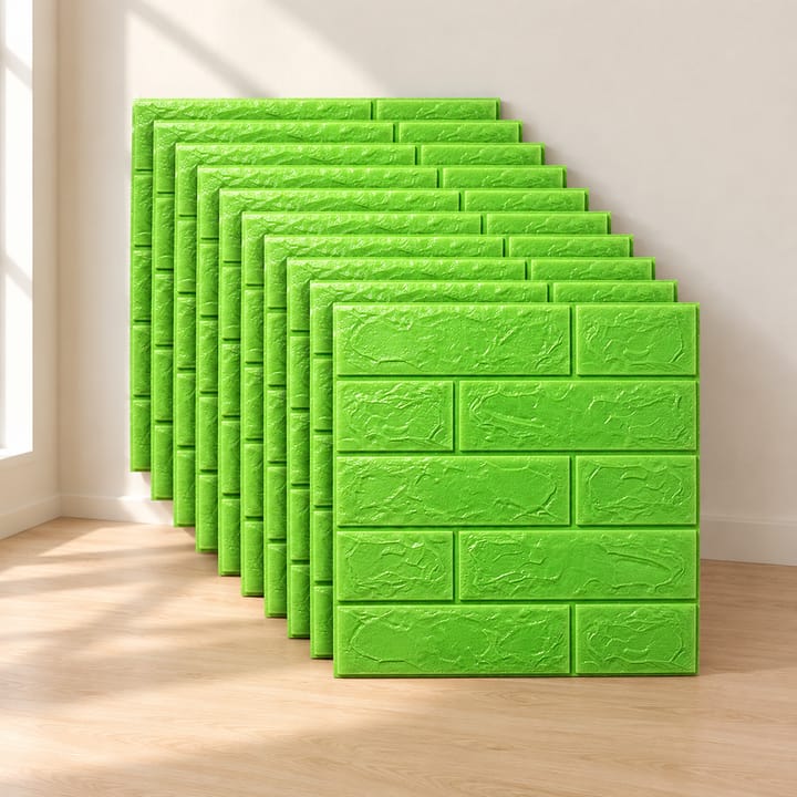 Peel and Stick 3D Foam Wall Panels, Green brick