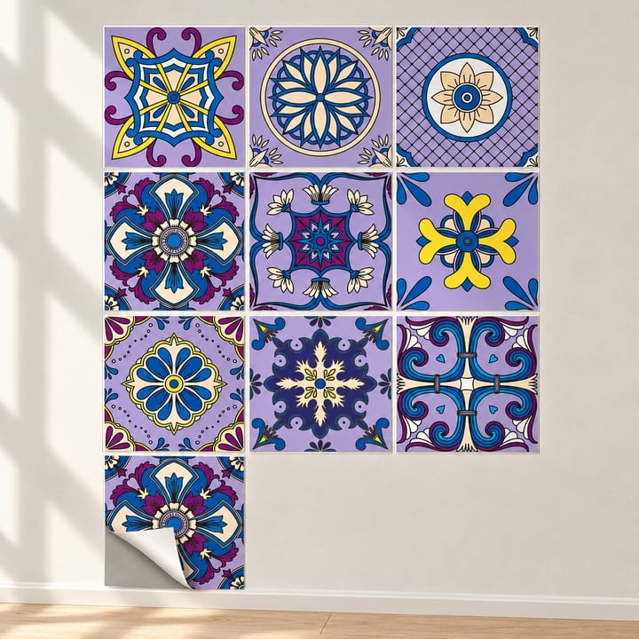 Mandala Peel and Stick Tile Sticker, Purple and blue tile