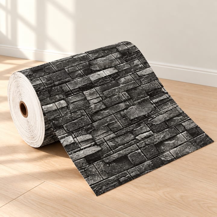 Embossed Foam Brick Wall Panel, Black gray