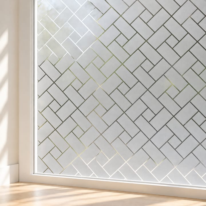 Frosted Static Cling Privacy Window Film, Silver basketweave