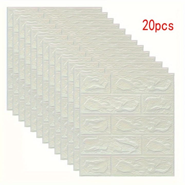 Stack of 20 white foam brick panels