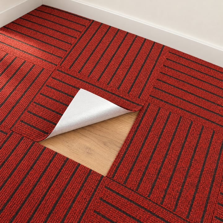 Soft Step Carpet Tile, Black red