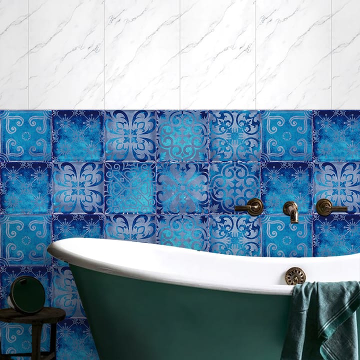 Dream Blue Floral Tile Stickers