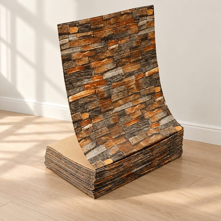 Embossed Foam Brick Wall Panel, Brick yellow