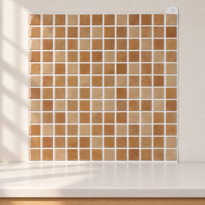 Mosaic Self-Adhesive Backsplash Tile Sheet, Brown