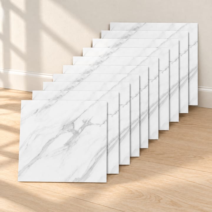 Marble Peel and Stick Tile Stickers, White marble, 10 sheets
