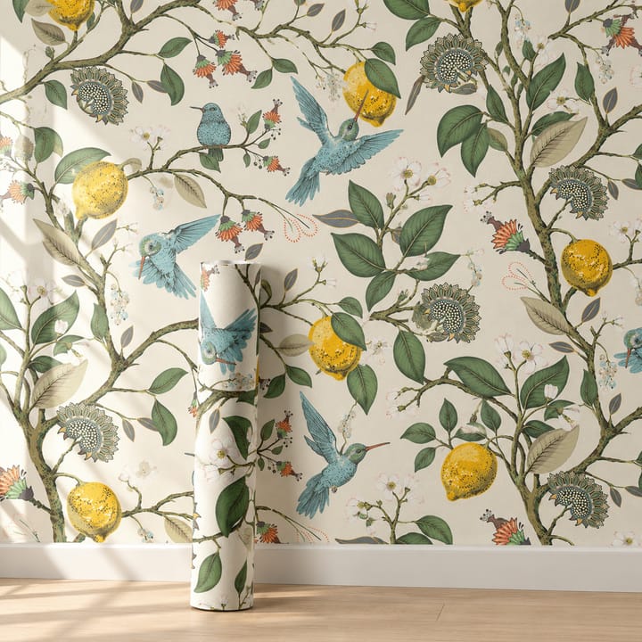 Lemon and Hummingbird Garden Wallpaper