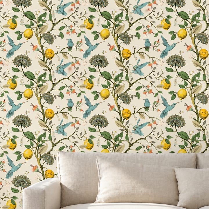 Lemon and Hummingbird Garden Wallpaper