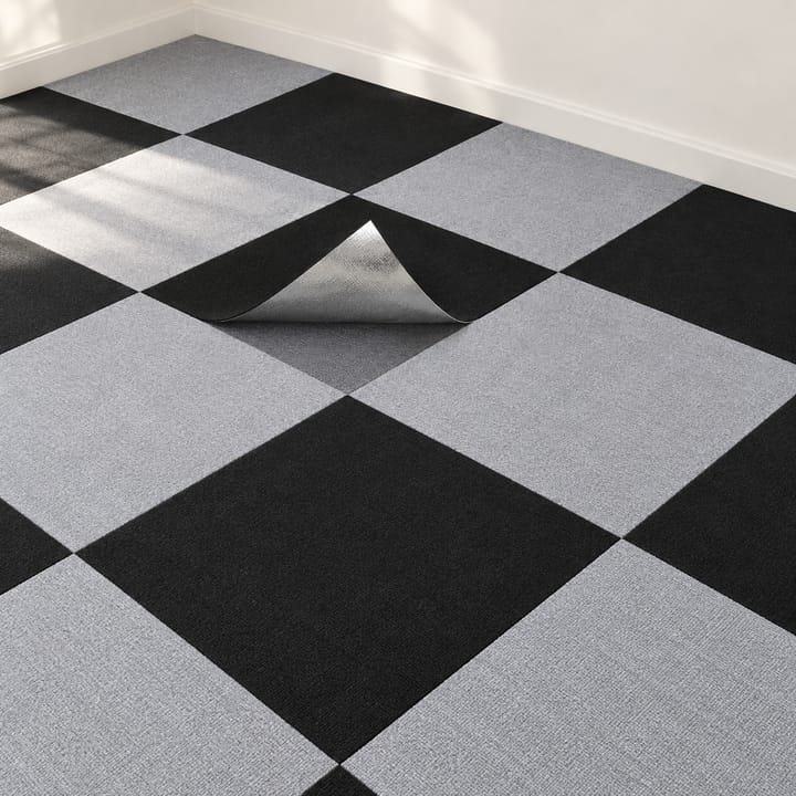 Soft Step Carpet Floor Tiles, Black and light gray, 40 sheets