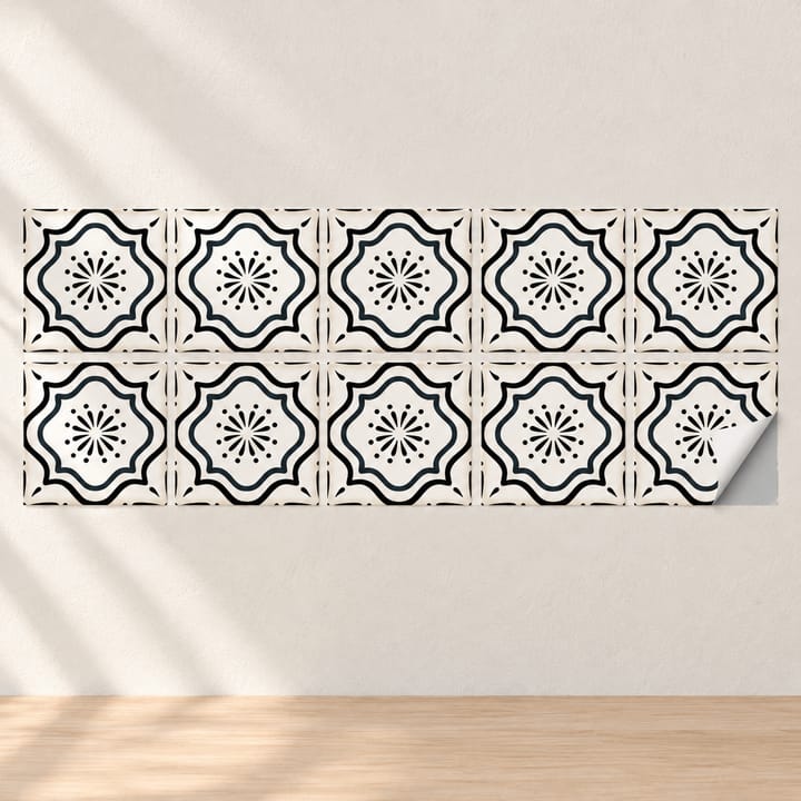 Medallion Mix Peel and Stick Tile Sticker, Black and white star tile