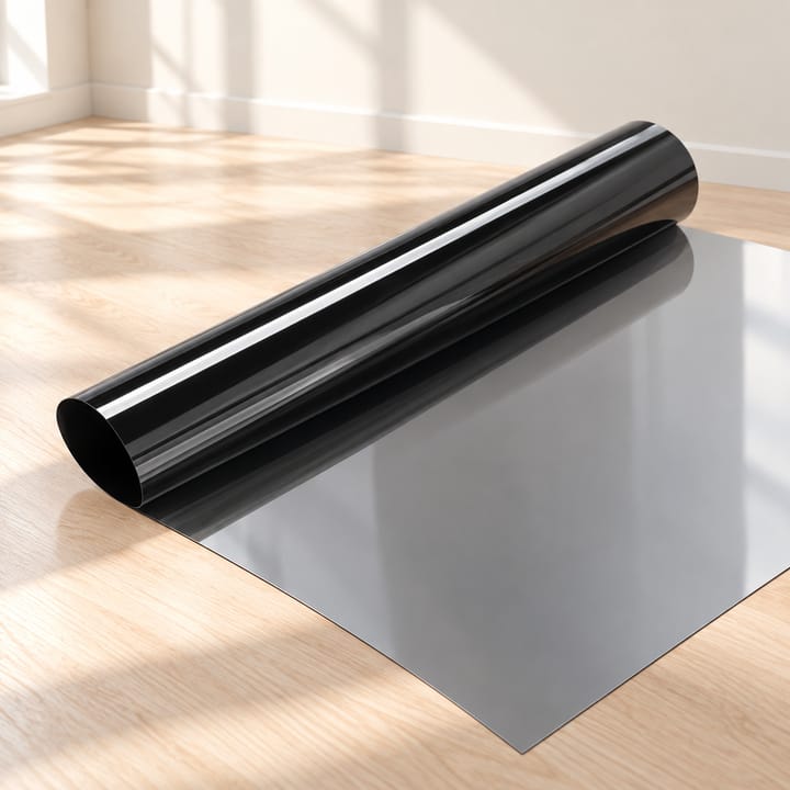 Black one-way mirror film seen from inside and outside