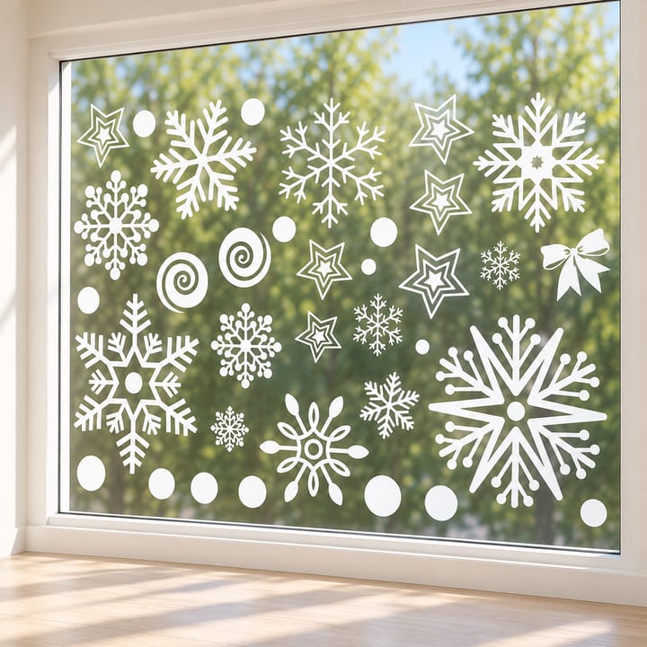 Christmas Static Window Clings, Snowflakes and stars