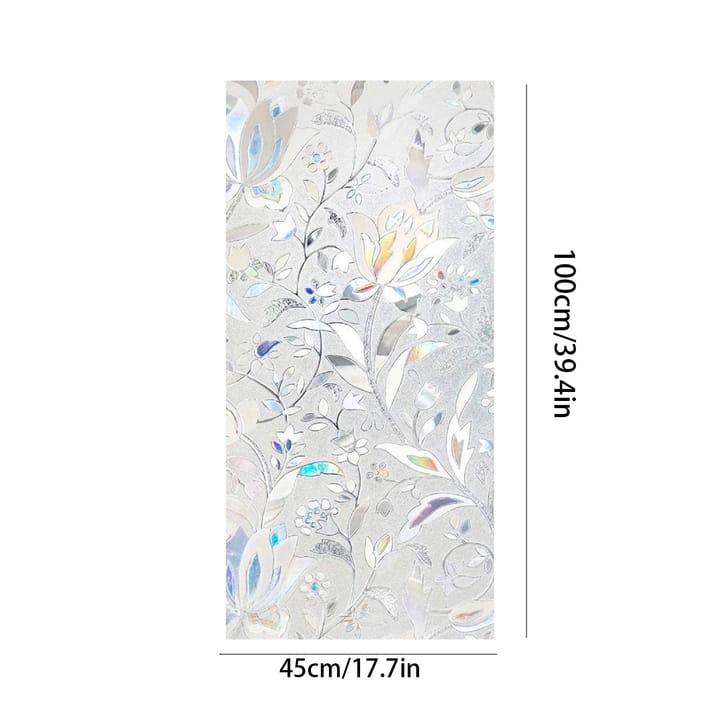 Frosted Floral Privacy Window Film, Gray and white floral