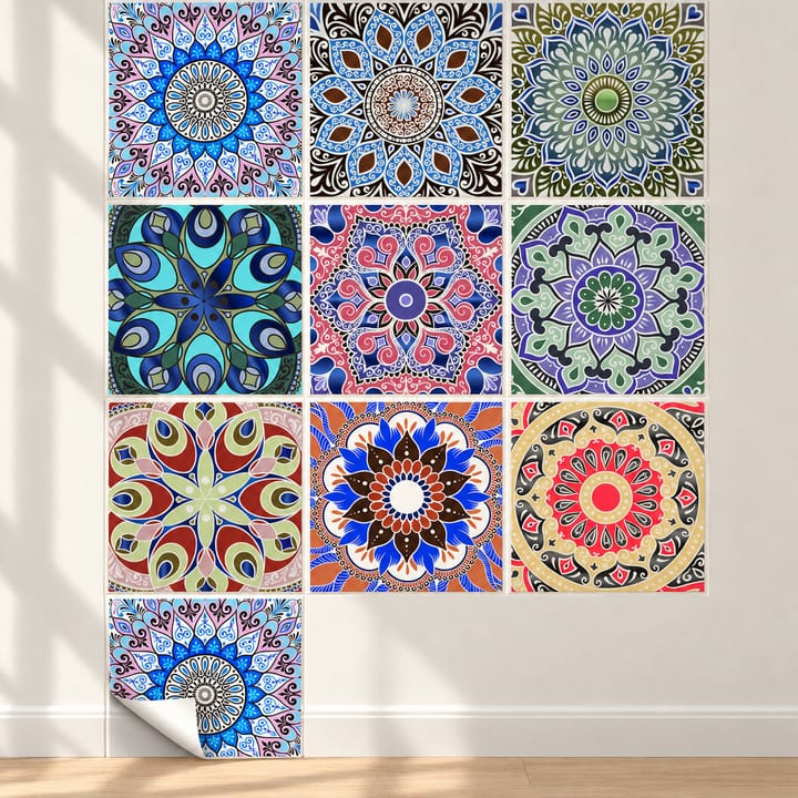 Mandala Peel and Stick Tile Sticker, Multicolor mandala mix