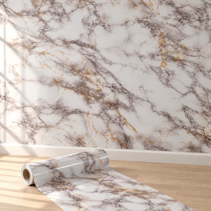Marble Peel and Stick Backsplash Paper, White and gold marble