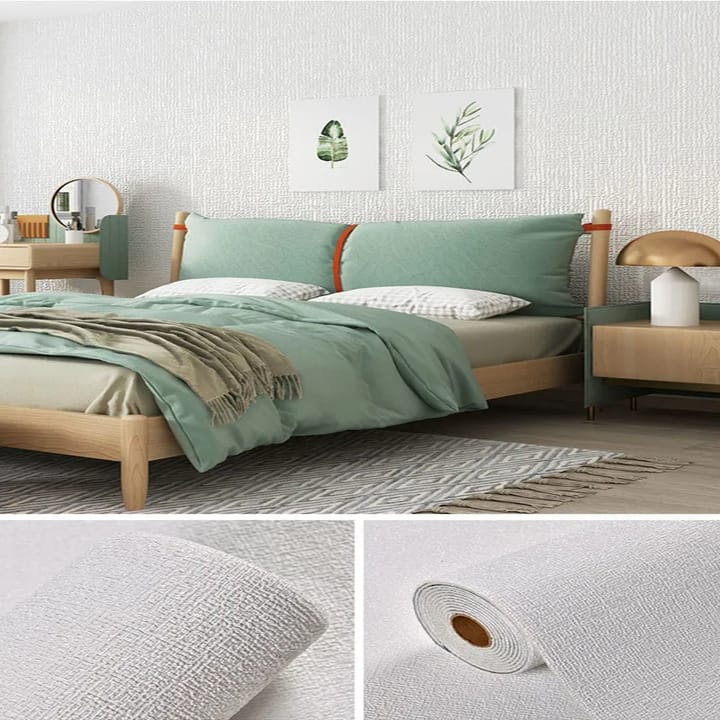 Textured Linen Peel and Stick Wallpaper, White linen