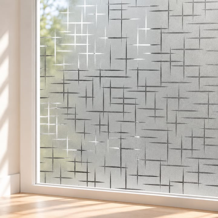 Frosted Static Cling Privacy Window Film, Silver crosshatch