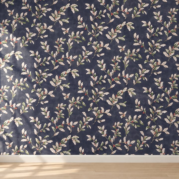 Vintage Floral Leaf Peel and Stick Wallpaper, Navy blue branches