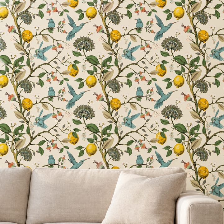 Lemon and Hummingbird Garden Wallpaper