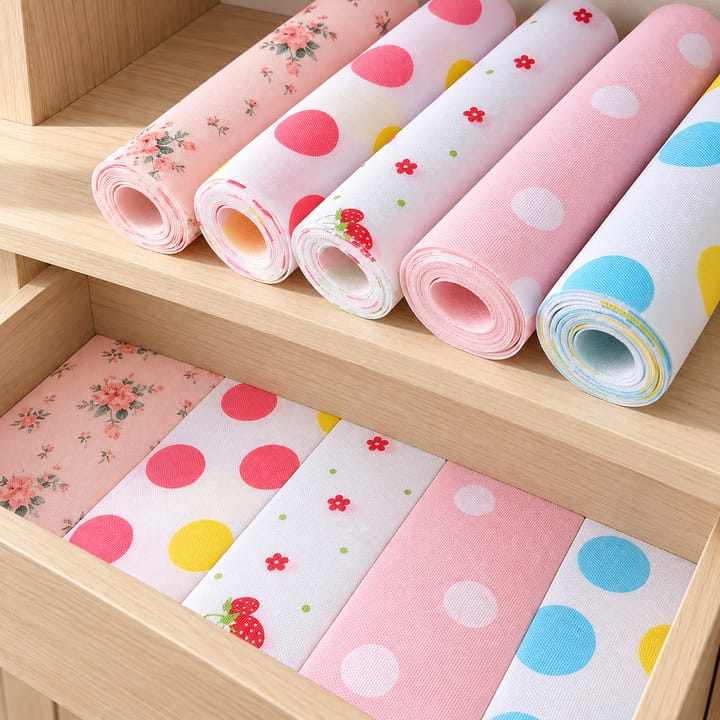 Pink Rose Floral Shelf Liner Roll