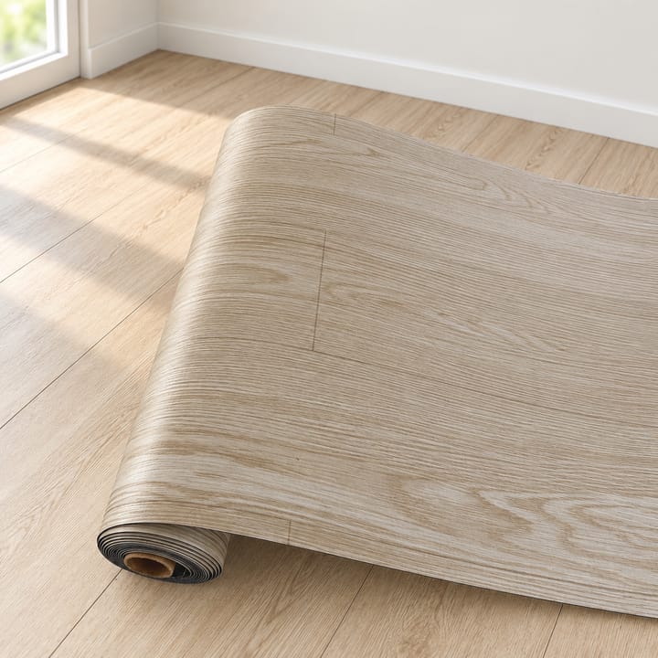 Adhesive Vinyl Floor Plank Roll, Light natural wood