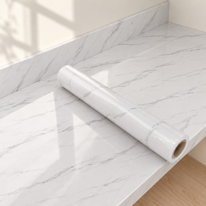 Marble Pattern Self-Adhesive Contact Paper, White marble with light gray veining