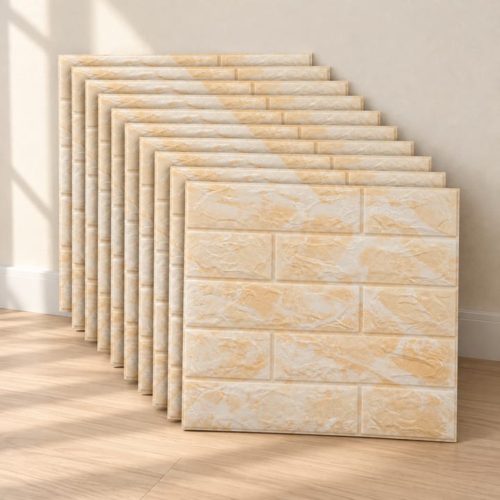 Peel and Stick 3D Foam Wall Panels, Beige brick