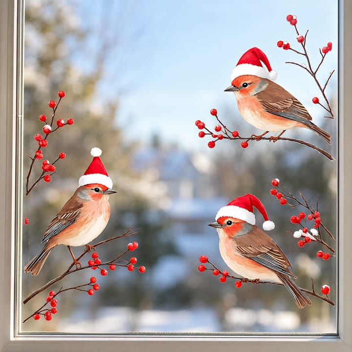 Christmas Bird Window Clings