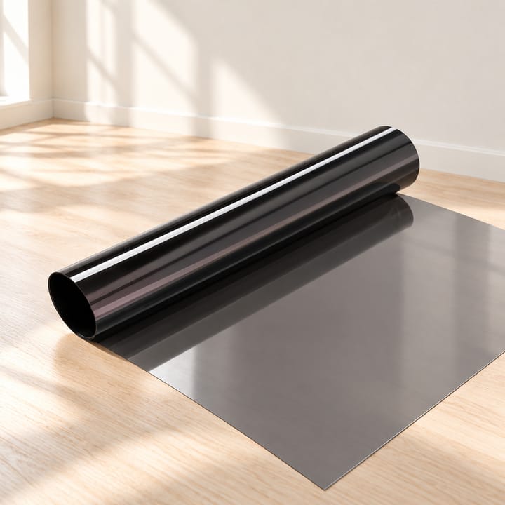 Gray one-way mirror film seen from inside and outside