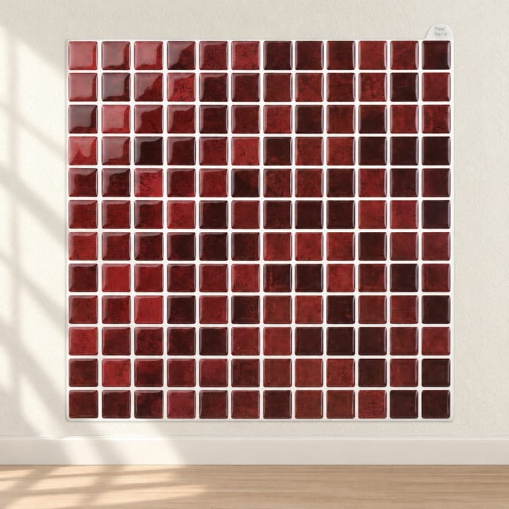 Mosaic Peel and Stick Tile Sheets, Dark red mosaic
