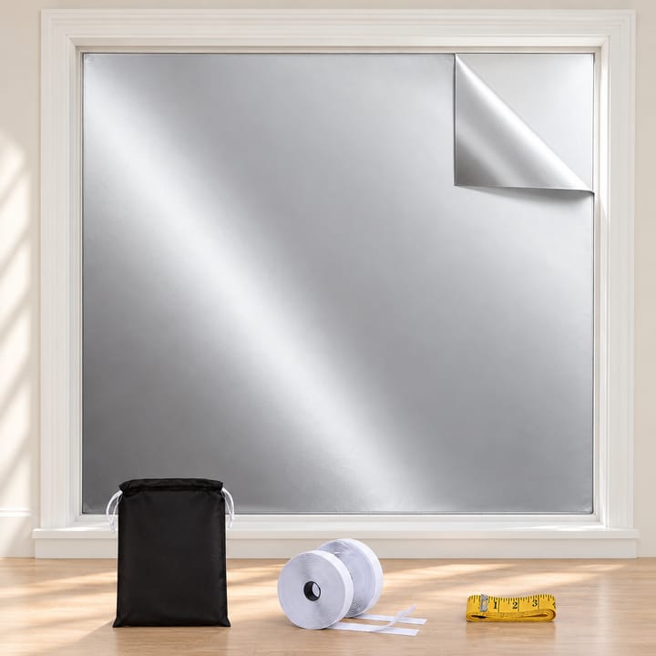 Blackout Window Cover with Velcro Strips, Silver, 106.3 x 110.2 in