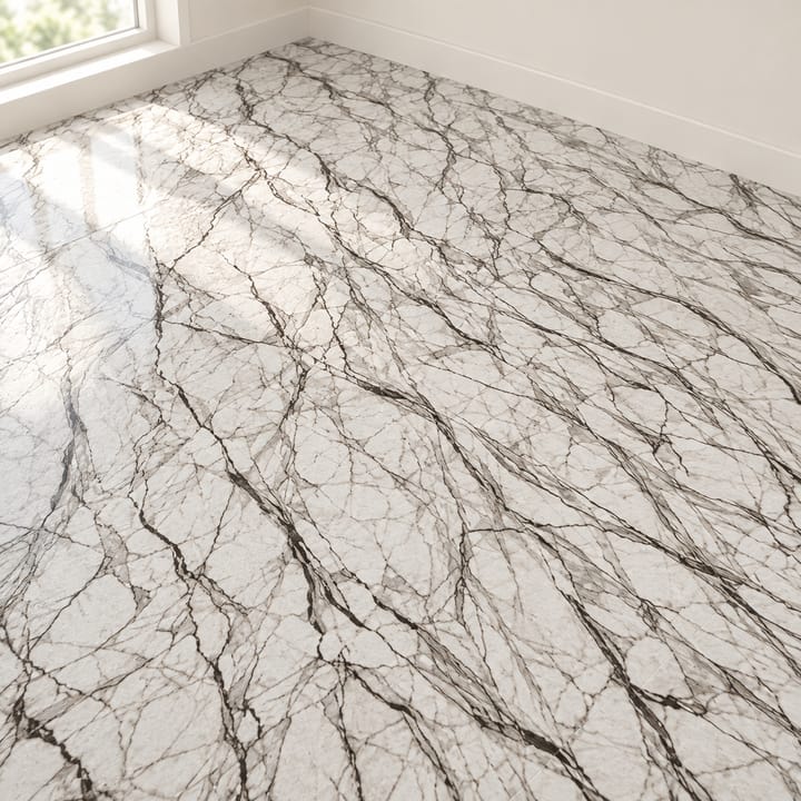 Peel and Stick Vinyl Floor Tile, Black and white marble bright