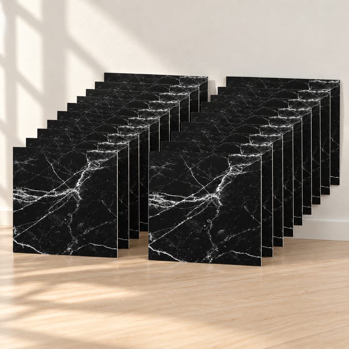 Marble Peel and Stick Tile Stickers, Black marble, 20 sheets