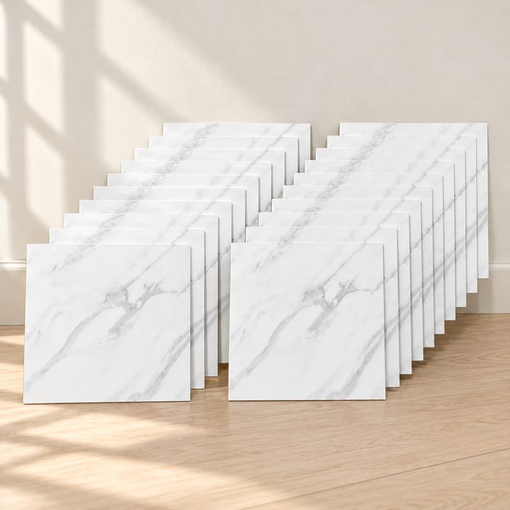 Marble Peel and Stick Tile Stickers, White marble, 20 sheets