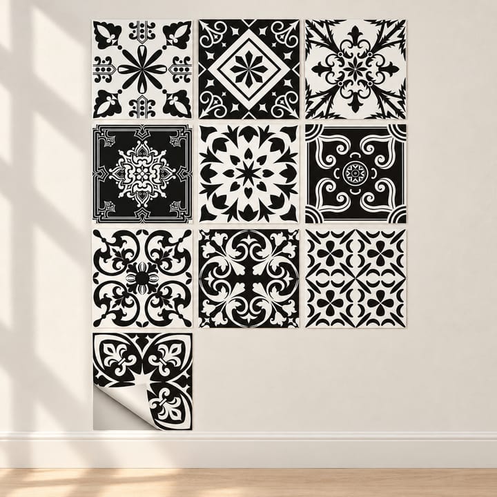 Mandala Peel and Stick Tile Sticker, Blue mosaic squares