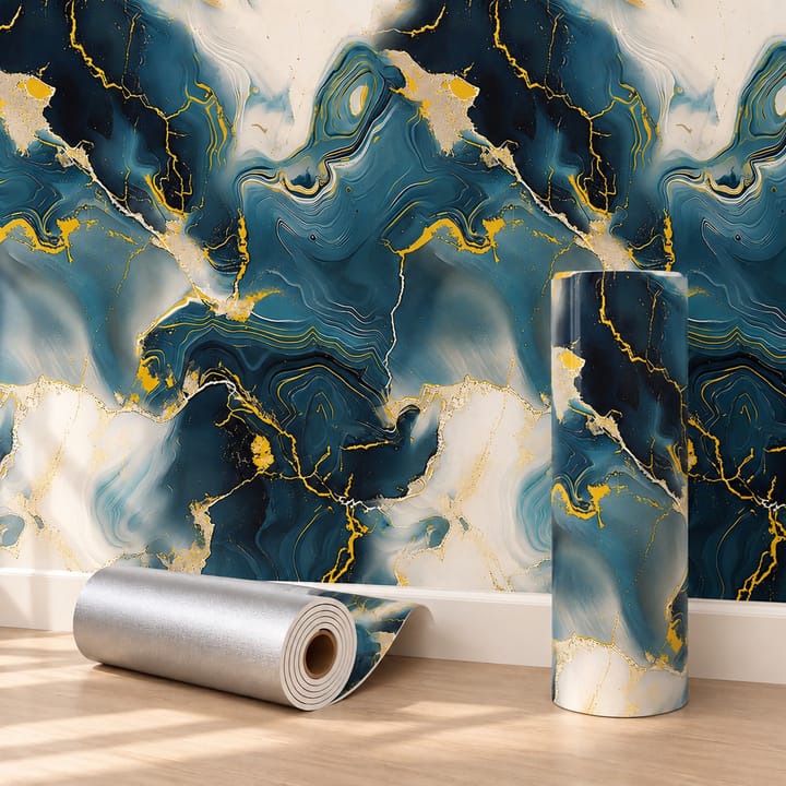 Marble Foam Peel and Stick Wallpaper, Navy marble
