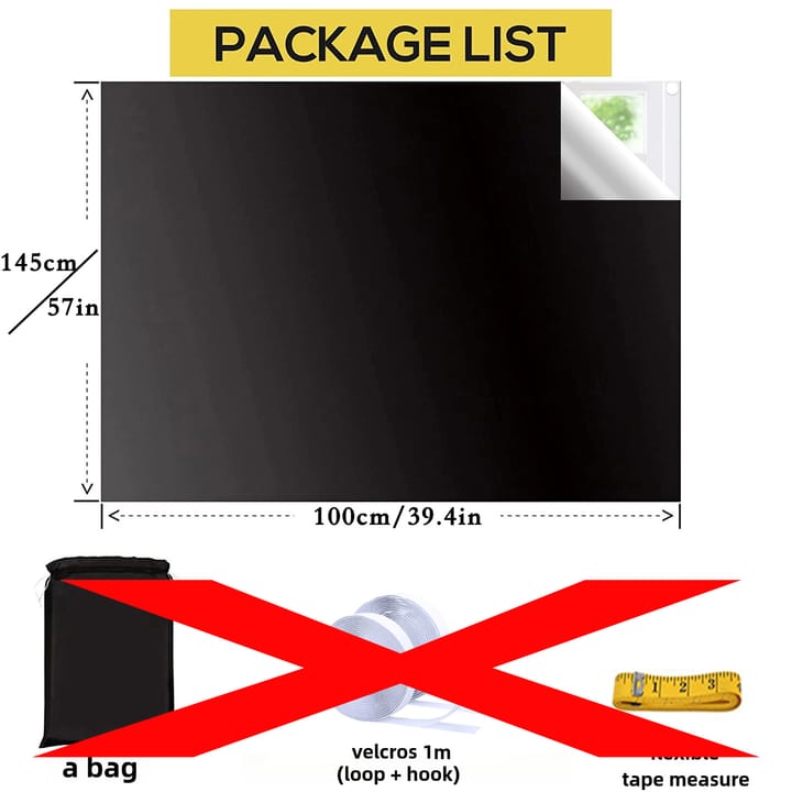 Blackout Window Cover Film, 57 x 39.4 in, no tools