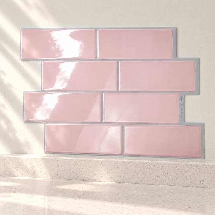 Peel and Stick Backsplash Tile Sheets, Pink