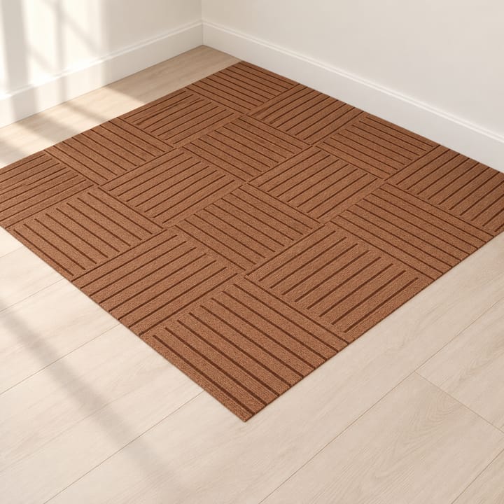 Quiet Grip Carpet Floor Squares, Brown, B pattern