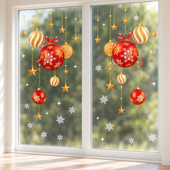 Christmas Ornament Window Decals, 2 sheets