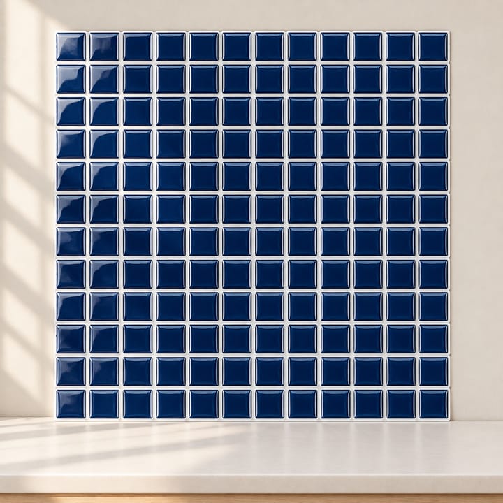 Mosaic Self-Adhesive Backsplash Tile Sheet, Navy blue