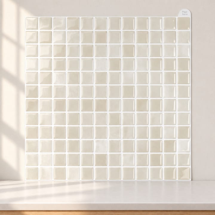 Mosaic Self-Adhesive Backsplash Tile Sheet, Cream