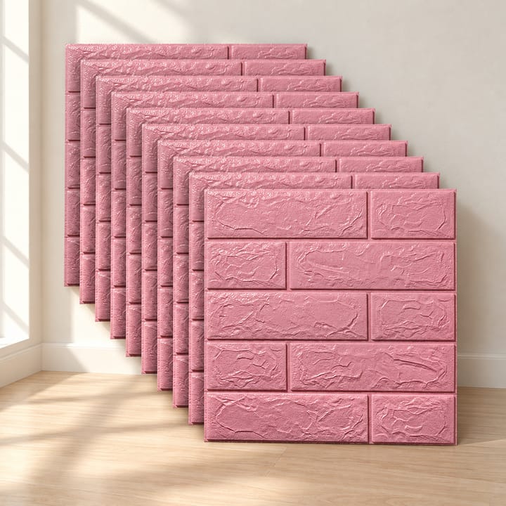 Peel and Stick 3D Foam Wall Panels, Pink brick