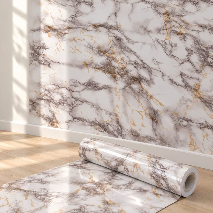 Marble Pattern Self-Adhesive Contact Paper, White marble with gold veining