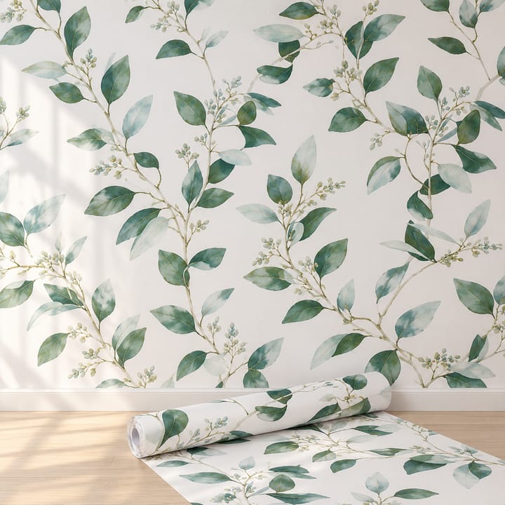 Vintage Floral Leaf Peel and Stick Wallpaper, Green leaves