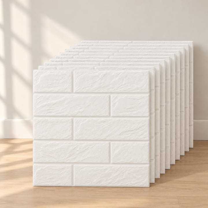 3D Foam Brick Wall Panels, White
